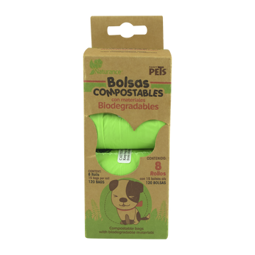 Naturance - Bolsas Sanitarias Compostables 8 Rollos/ 120 Bolsas