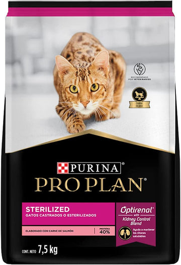 Alimento Pro Plan OptiRenal Sterilized para gato adulto sabor salmón y arroz en bolsa de 7.5kg