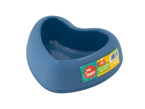Mr. Wuff Plato Corazon Para Perro AZUL