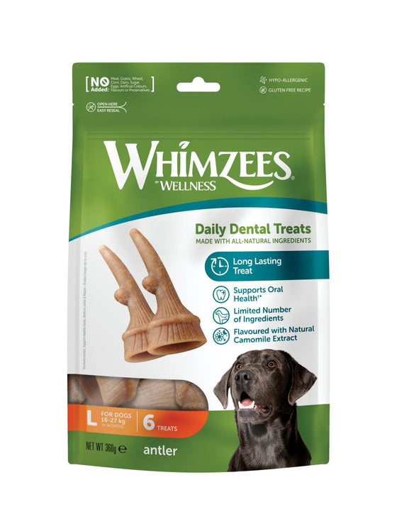 Whimzees Antler Large Premio Dental para Perro Bolsa 6 piezas