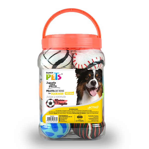 Fancy Pets Juguete Pelotas De Tenis Con Squeaker Vitrolero 11 Pzas
