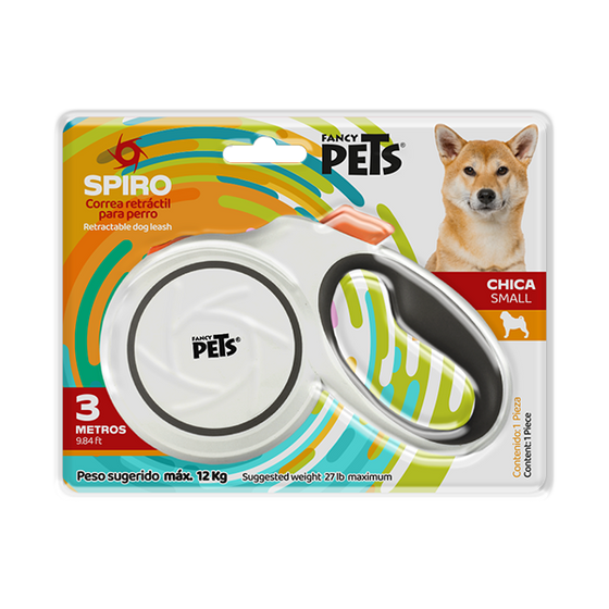 Fancy Pets Correa Retractil Spiro Chico Blanca