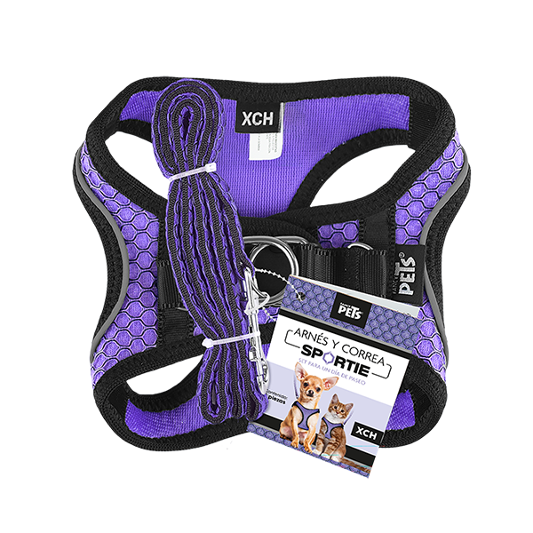Fancy Pets Set Arnes Y Correa Sportie Extra Chico Violeta