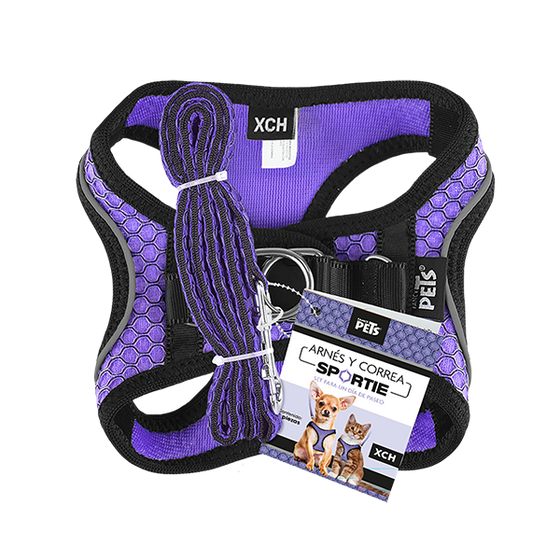 Fancy Pets Set Arnes Y Correa Sportie Extra Chico Violeta