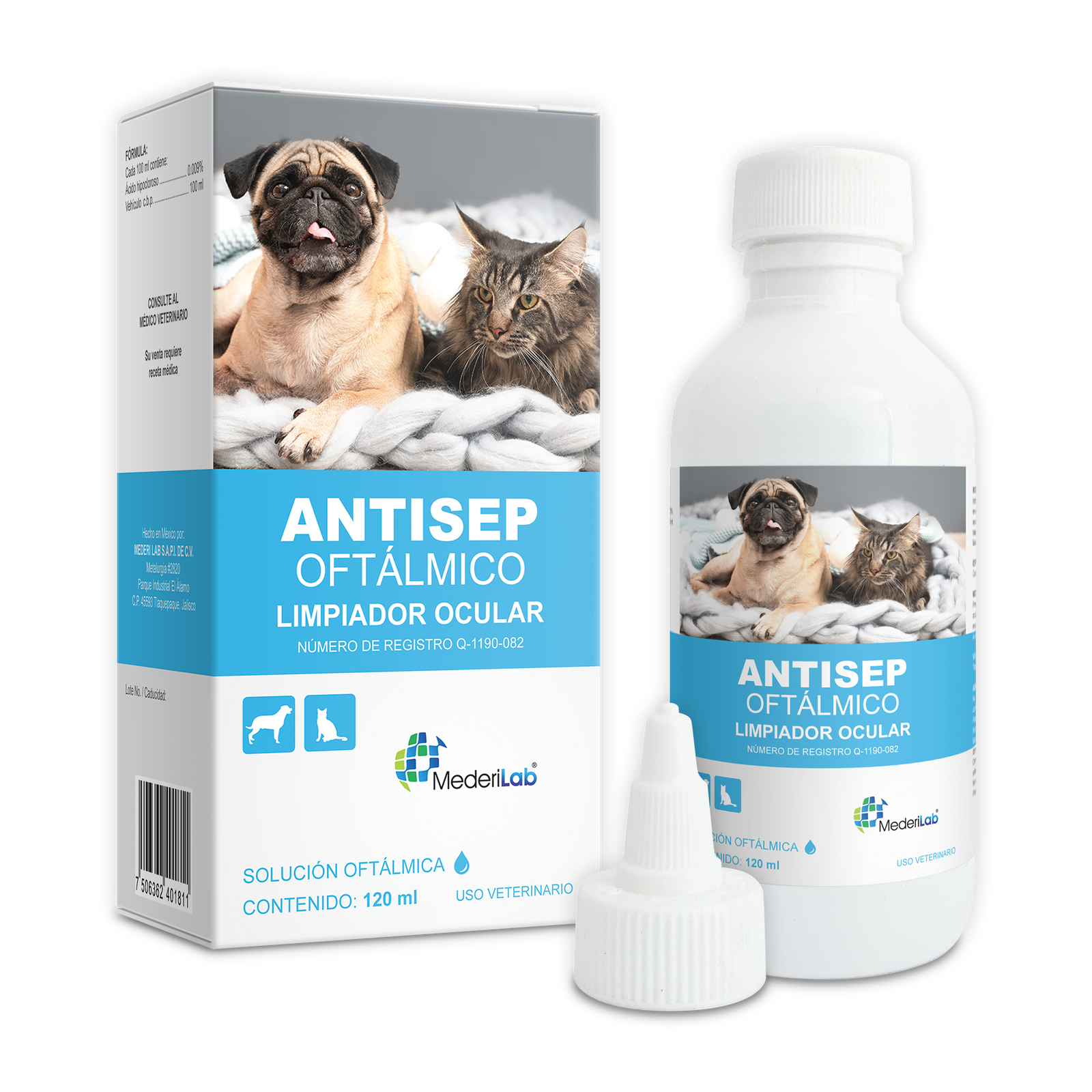 Mederilab Antisep Oftalmico Perro y Gato 120 ml