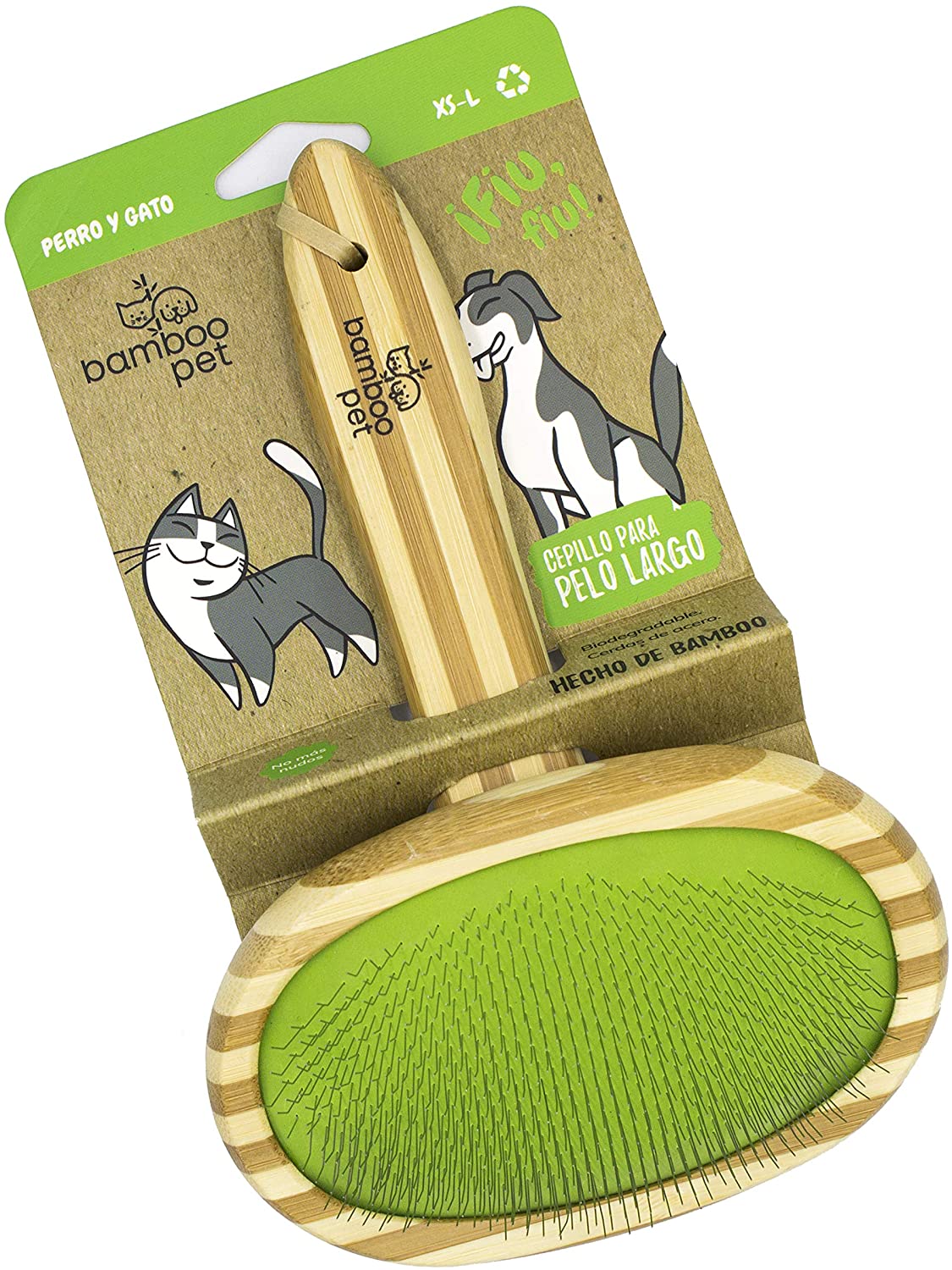 Bamboopet Cepillo de Bamboo para Pelo Largo