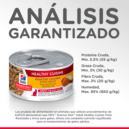 Alimento Húmedo Para Gato Hill's Science Diet Lata Estofado, Receta Pollo Rostizado y Arroz - 0.08kg