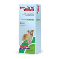 MSD Bravecto 1M Triple Perro 10 a 20 kg 200 mg Caja 3 Tabletas