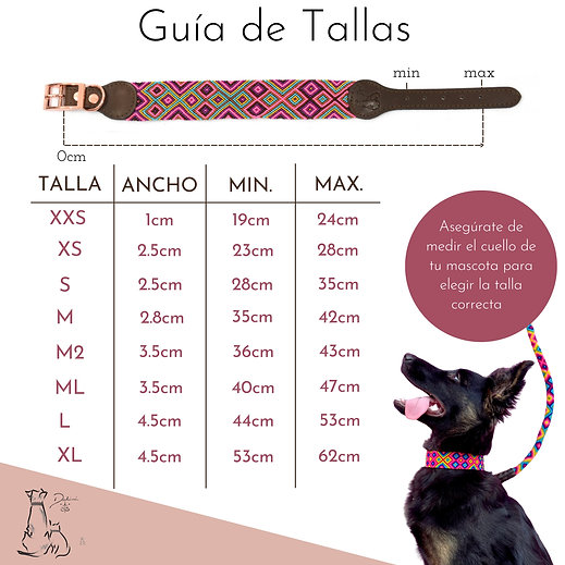 Dakini Collar Artesanal Para Perro Con Acabados de Lujo, Extra Resistente , Talla CH