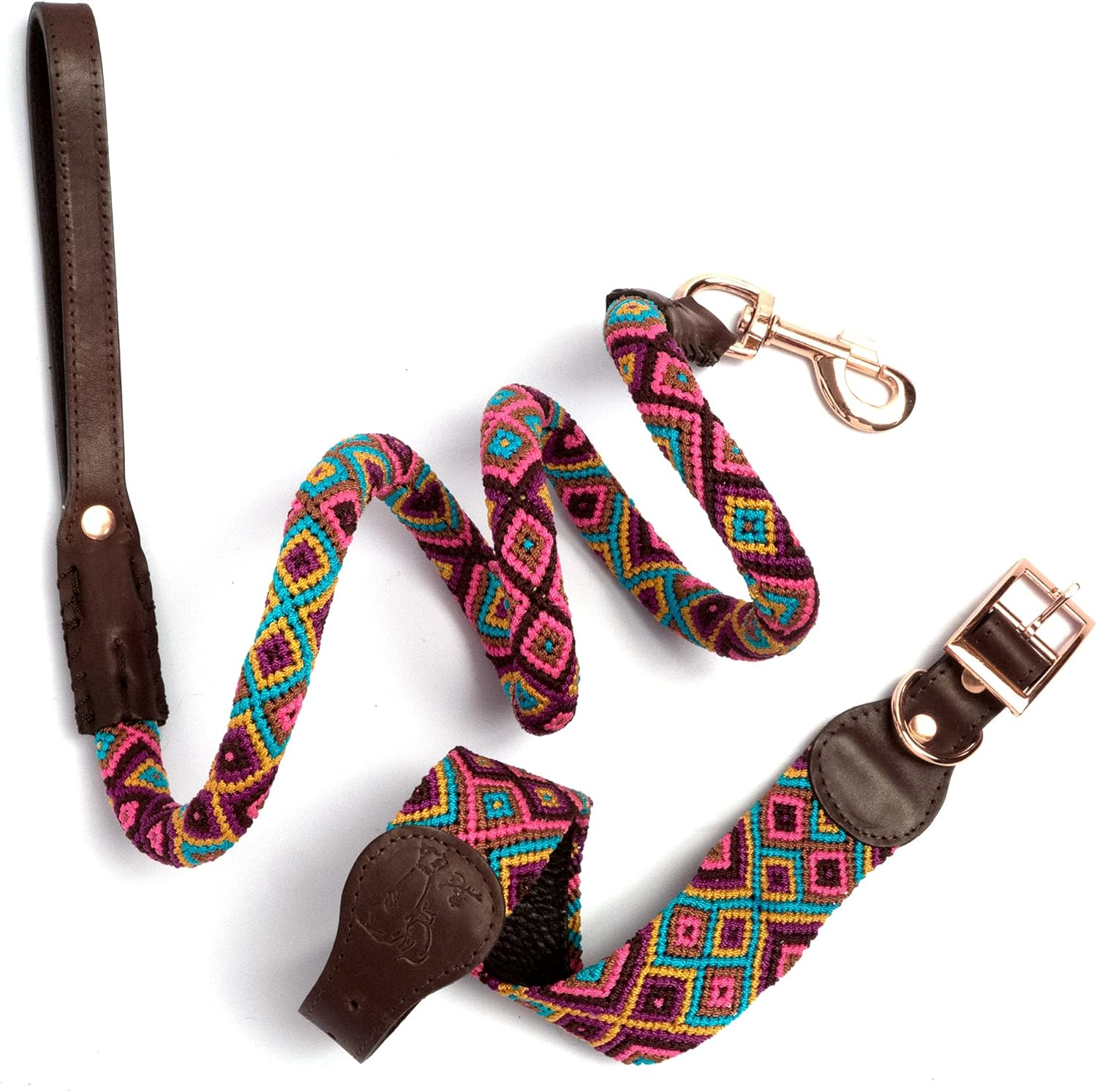 Dakini Collar Artesanal Para Perro Con Acabados de Lujo, Extra Resistente , Talla M - 3.5 CM