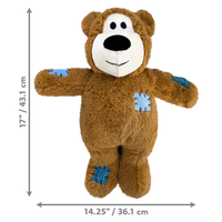 Dimensiones del juguete KONG Wild Knots Bear XL de 17 pulgadas de largo para razas grandes