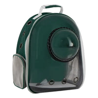 Mochila transportadora Mr. Wuff color verde con cápsula transparente