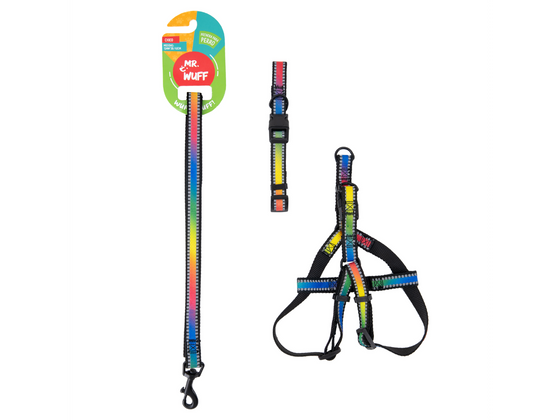Mr. Wuff Pack Correa Collar Pechera MULTICOLOR GRANDE