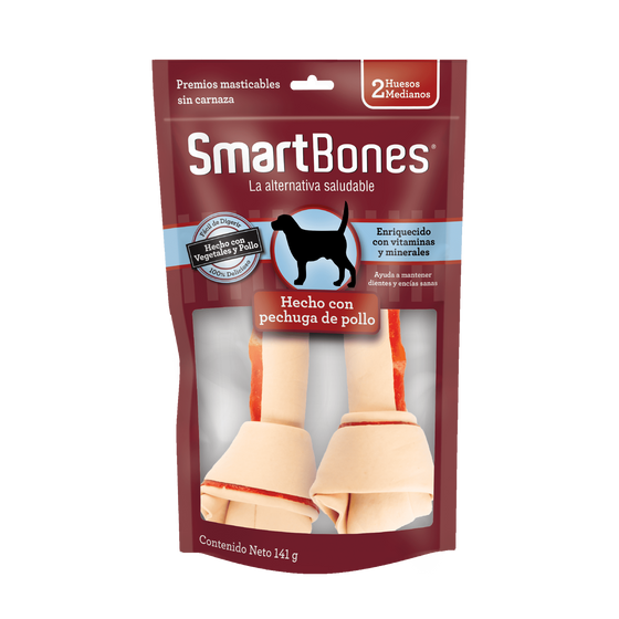 SmartBones Premios En Forma De Hueso Hecho De Pollo Y Vegetales Para Perro - 2 PIEZAS
