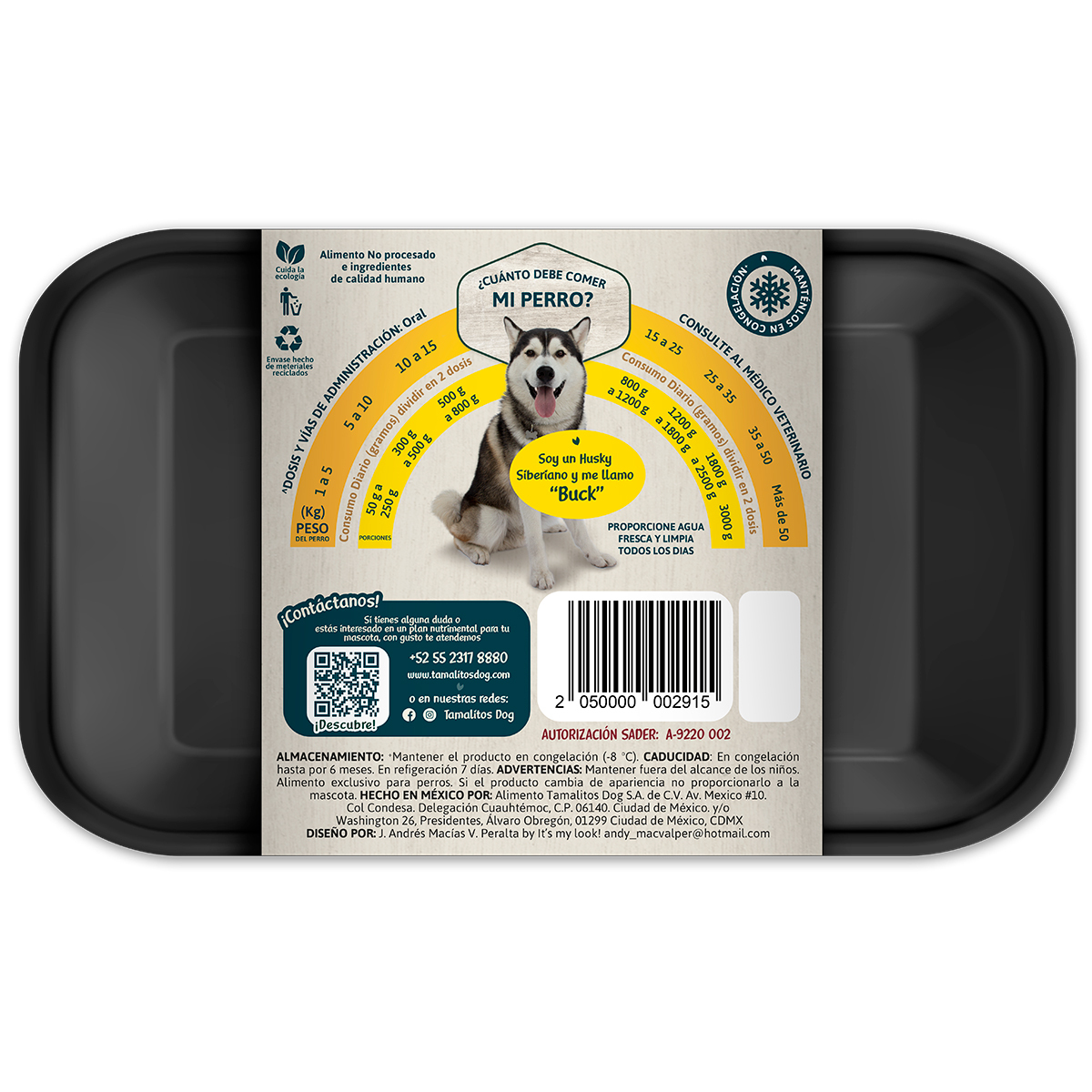 Tamalitos Dog Alimento Natural Congelado Para Perro Adulto Proteína Pollo - 800 GRAMOS