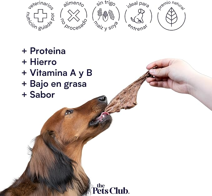 The Pets Club Premios Deshidratados con Sabor Pulmón de Res para Perros y Gatos (120 g)