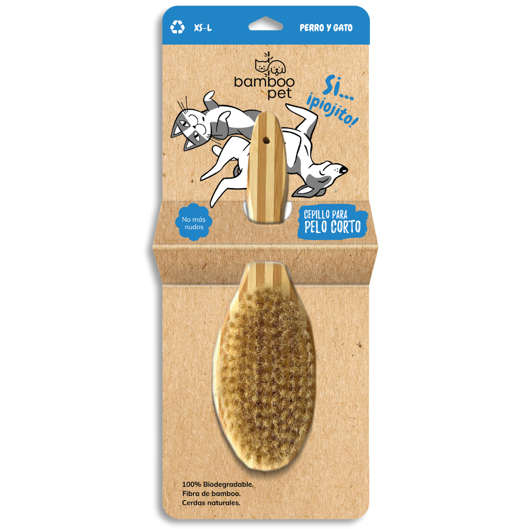 Bamboopet Cepillo de Bamboo Natural para Pelo Corto