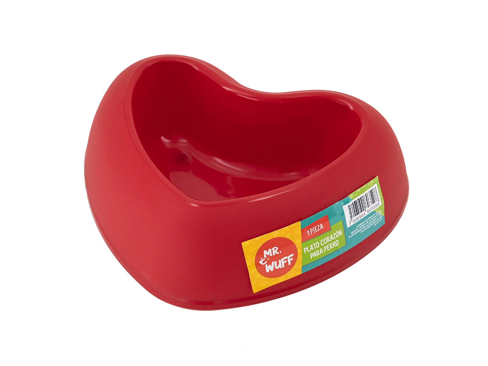 Mr. Wuff Plato Corazon Para Perro ROJO