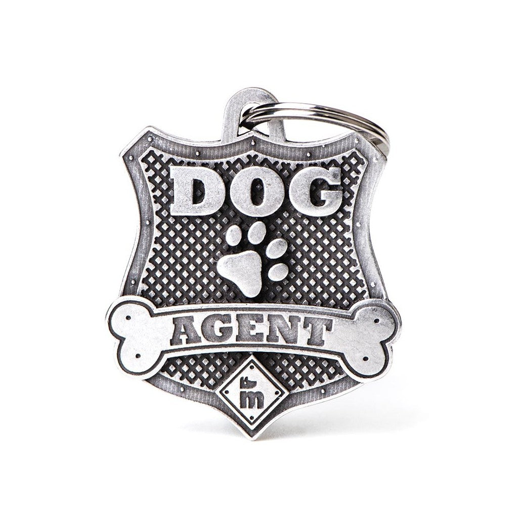 MyFamily Placa Bronx Dog Agent Plateado Antiguo