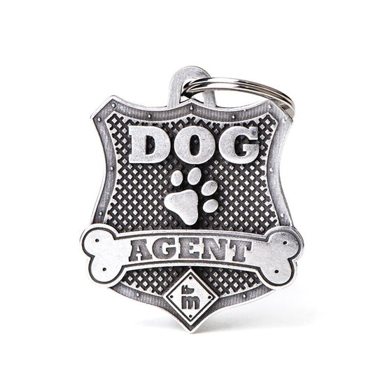 MyFamily Placa Bronx Dog Agent Plateado Antiguo