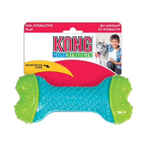 Primer plano de la etiqueta KONG CoreStrength Bone
