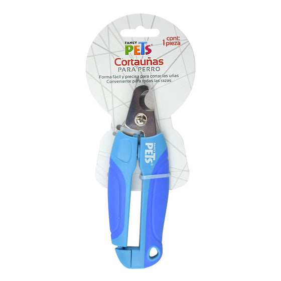 Detalle del cortauñas Fancy Pets abierto mostrando la cuchilla de acero y el resorte de precisión
