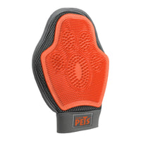 Guante de limpieza Fancy Pets color naranja y gris con puntas suaves de plástico para cepillado de mascotas