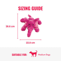 Peluche rosa KONG Cozie para perros medianos con dimensiones detallada