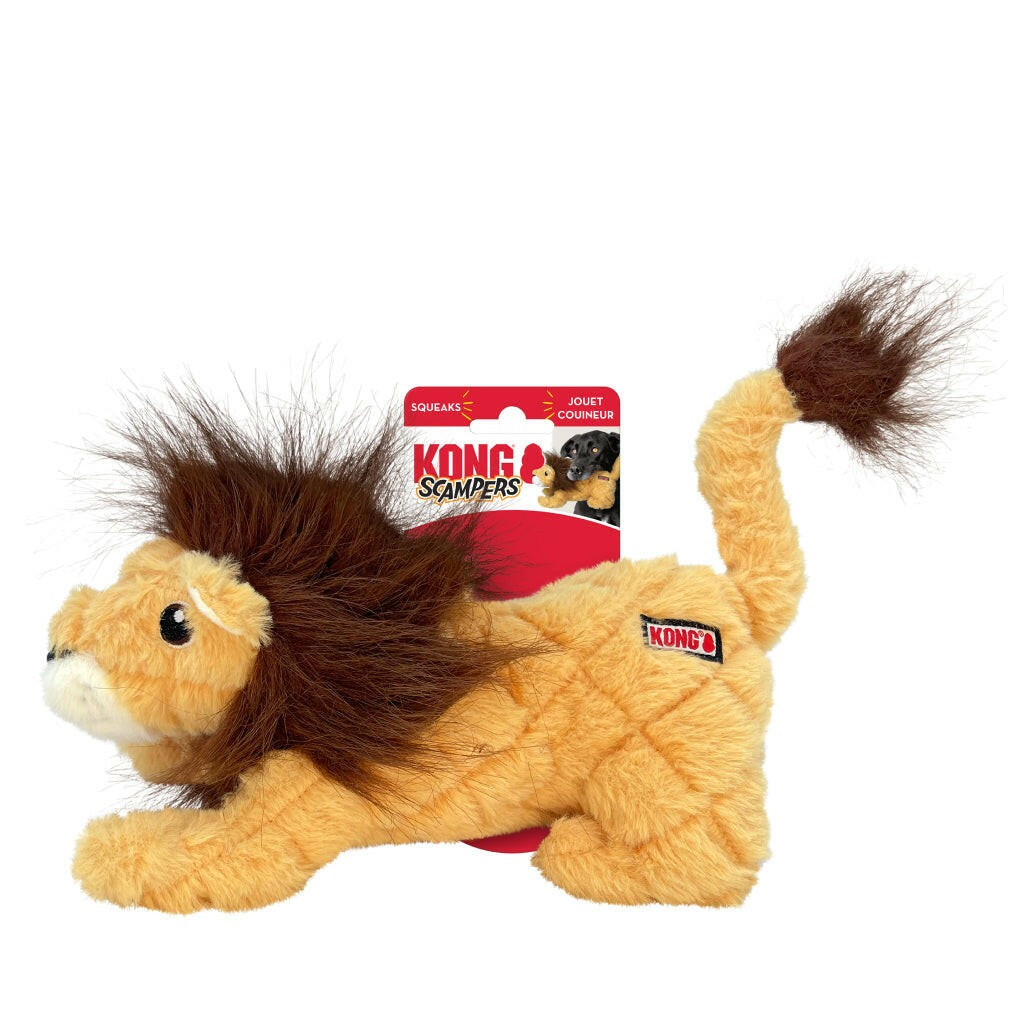 Juguete de peluche para perro KONG Scampers en forma de león