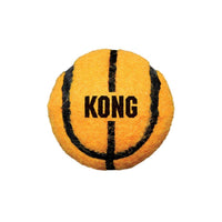 Pelota de juguete KONG Sport color naranja con logo negro para juegos de lanzar y recuperar