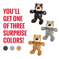 tres osos de peluche KONG Wild Knots en colores café, gris y miel