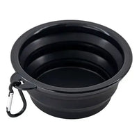 Plato plegable para mascotas fabricado en silicona negra para transporte