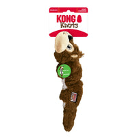 Empaque original del juguete KONG Scrunch Knots Squirrel con etiqueta de autenticidad