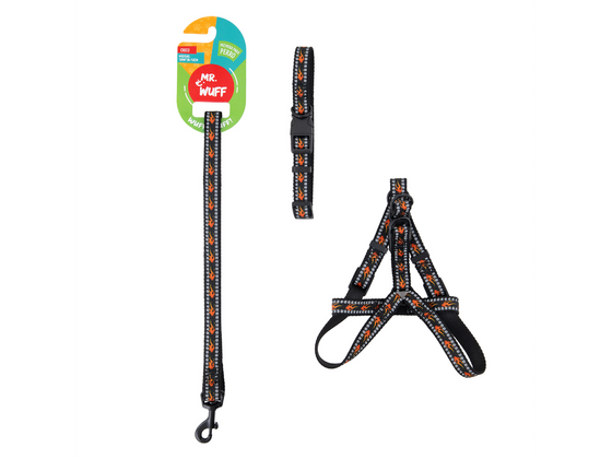 Mr. Wuff Pack Correa Collar Pechera NEGRO GRANDE