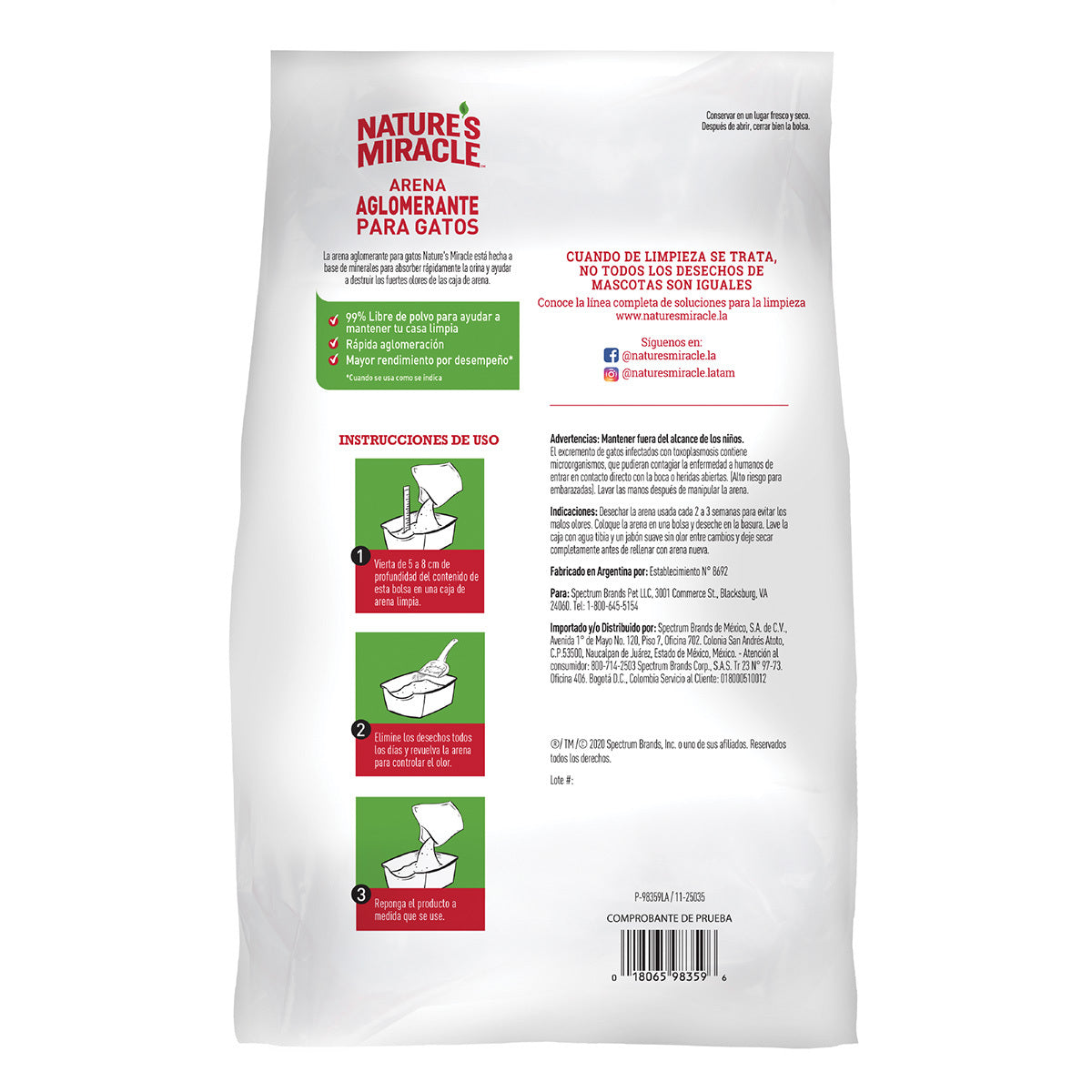 Nature'S Miracle Arena Absorbente Para Gatos Aroma Lavanda Control De Olores Fuertes 2Kg