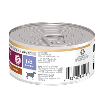 Lata Hill's Prescription Diet Perro i/d Low Fat Estofado de Arroz, Vegetales y Pollo 156 Gr. (5.5 Oz.)