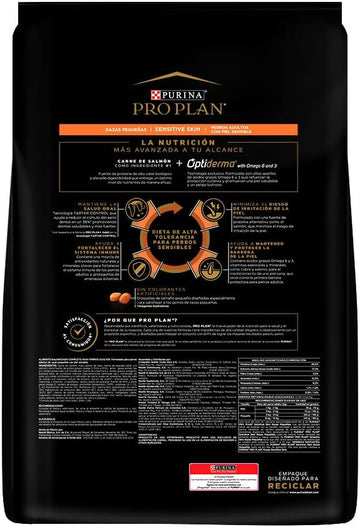 Alimento Pro Plan OptiDerma Sensitive Skin Adult para perro adulto de raza pequeña sabor salmón y arroz en bolsa de 1kg