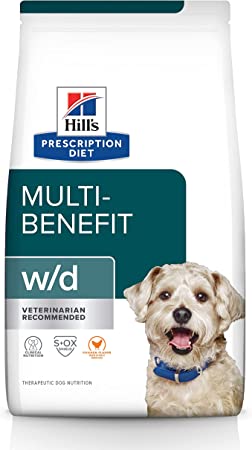 Hill's Prescription Diet w/d Multi-Beneficio Digestivo/Peso/Glucosa/Manejo Urinario Alimento seco para Perros, Dieta Veterinaria, Bolsa de 8.5 lb