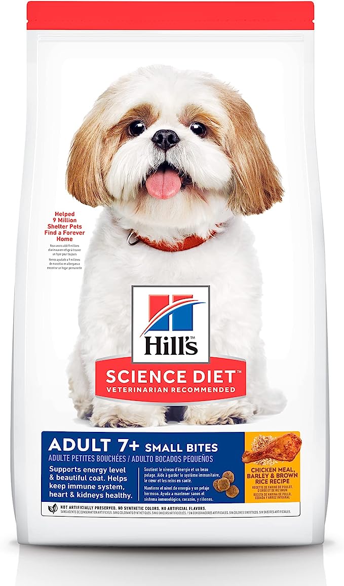 Hill's Science Diet Small Bites Alimento Seco para Perro Senior Raza Pequeña Receta Pollo y Cebada, 6.8 kg