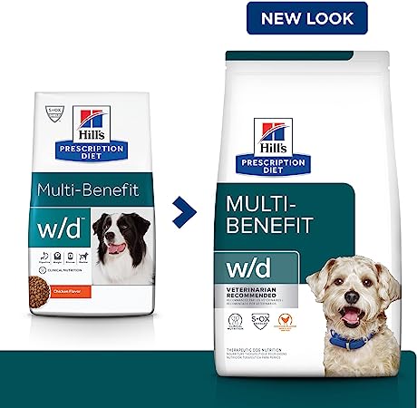 Hill's Prescription Diet w/d Multi-Beneficio Digestivo/Peso/Glucosa/Manejo Urinario Alimento seco para Perros, Dieta Veterinaria, Bolsa de 8.5 lb