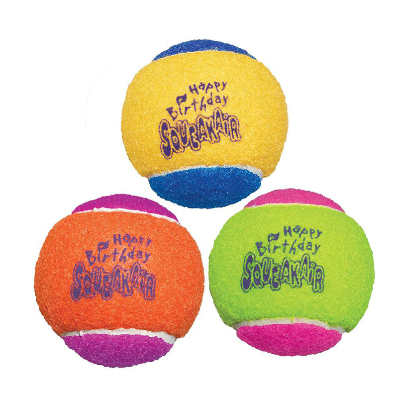Pelotas de tenis para perro en colores neón azul, rosa y verde marca KONG