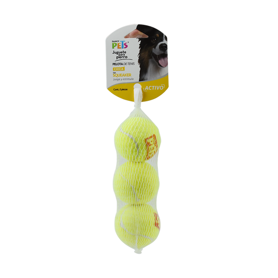 JUGUETE PELOTA CH DE TENIS C/SQUEAKER - 3 PZ FL7154