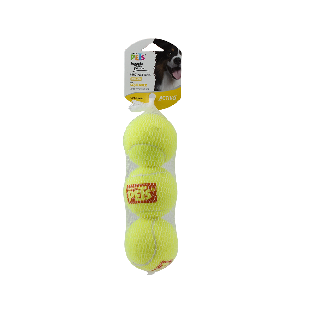 JUGUETE PELOTA MED DE TENIS C/SQUEAKER - 3 PZ FL7155