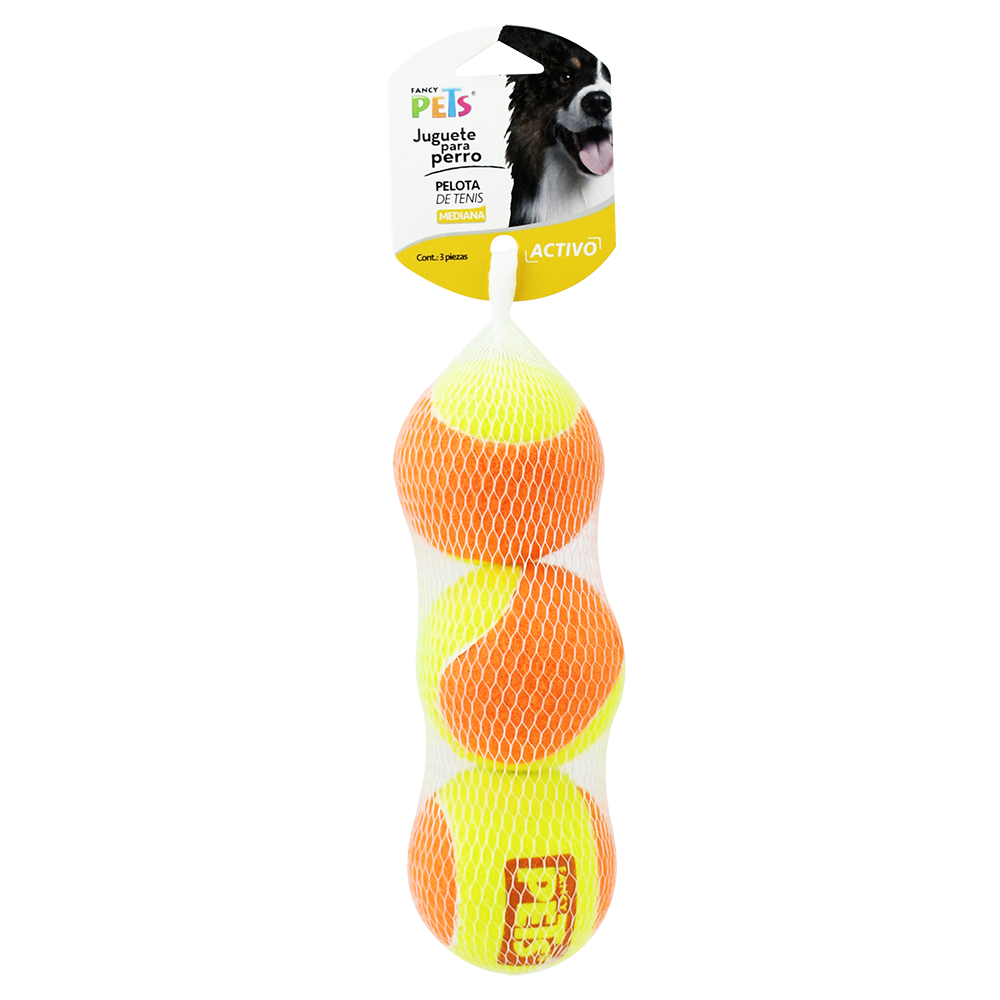 JUGUETE PELOTA MED DE TENIS BICOLOR - 3 PZ FL7158