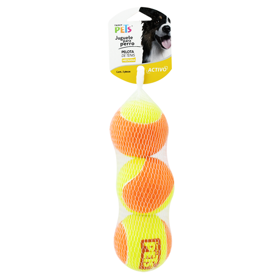 JUGUETE PELOTA MED DE TENIS BICOLOR - 3 PZ FL7158