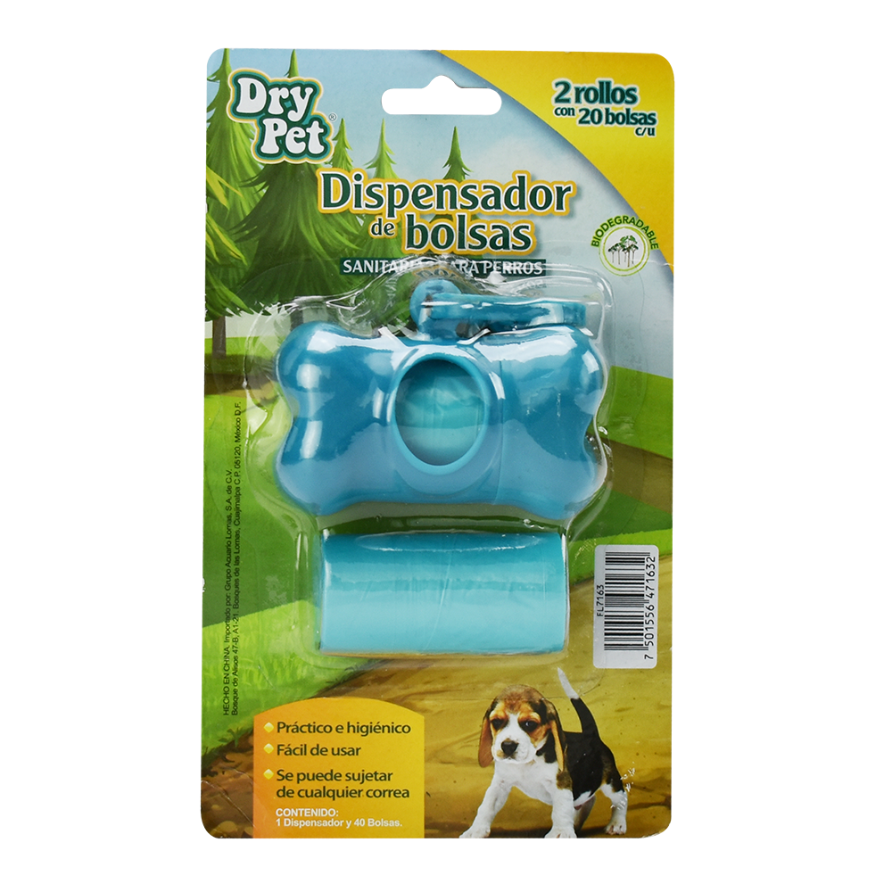 DISPENSADOR C/BOLSAS SANITARIAS DRY PET - 40 PZ FL7163