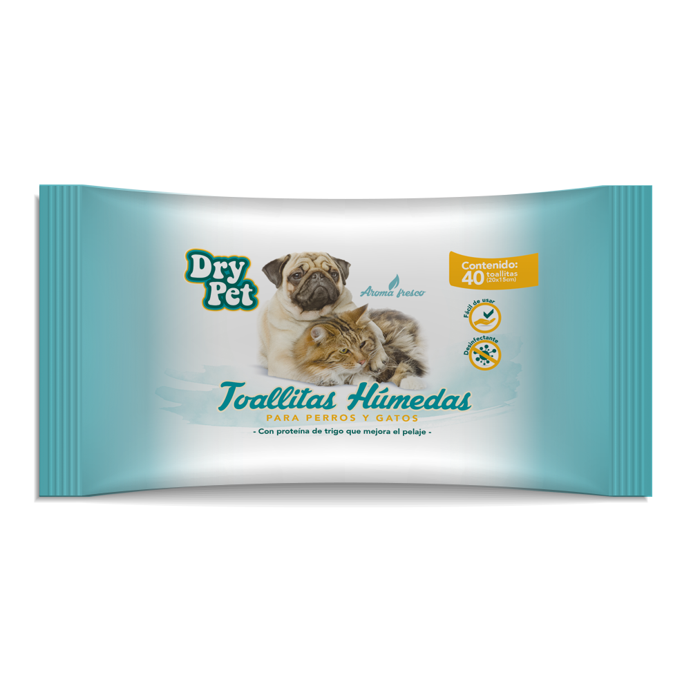 TOALLITAS HUMEDAS P/PERRO Y GATO - 40 PZ FL7165