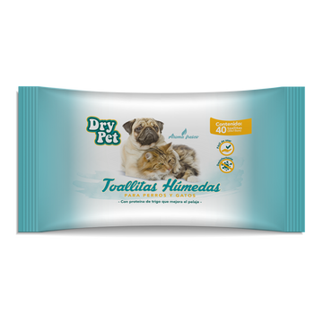 Dry Pet Toallitas Limpiadoras para Perro y Gato 40pz - Accesorios