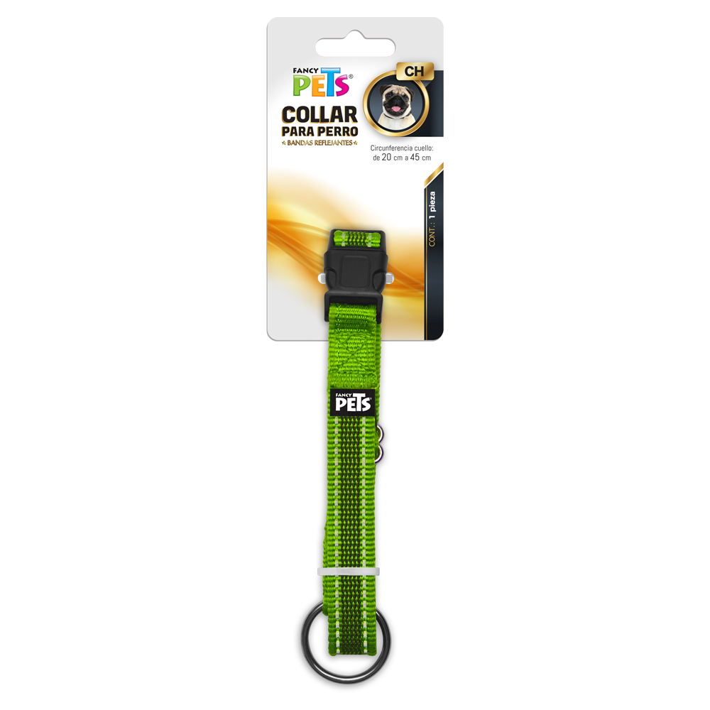 COLLAR CH C/ULTRA GRIP Y BANDAS REFLEJANTES VERDE FL8719