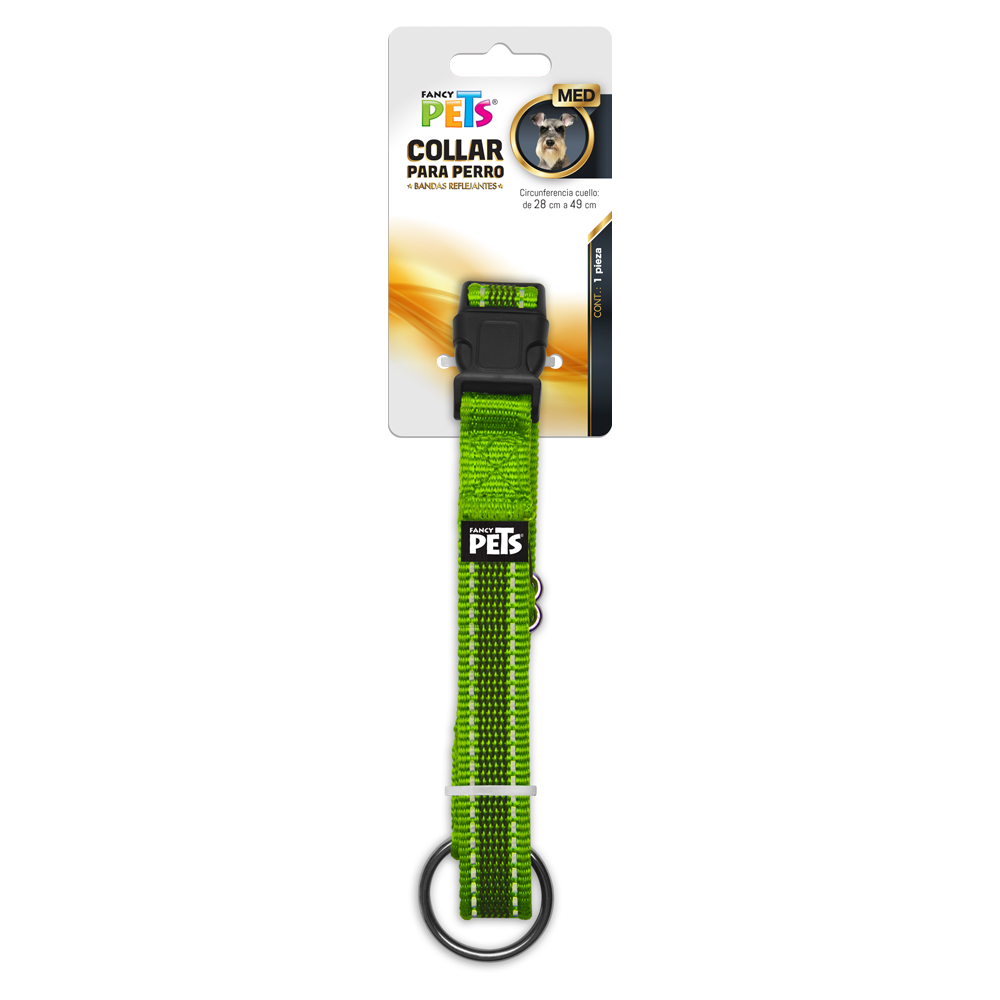 COLLAR MED C/ULTRA GRIP Y BANDAS REFLEJANTES VERDE FL8722